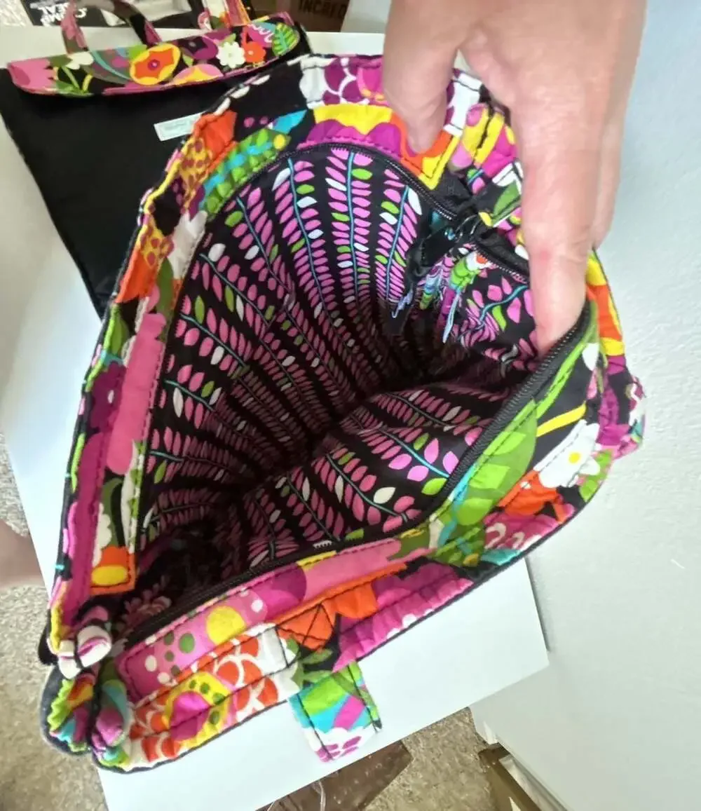 Vera Bradley Quilted Va Va Bloom Pattern Laptop Tote Bag
